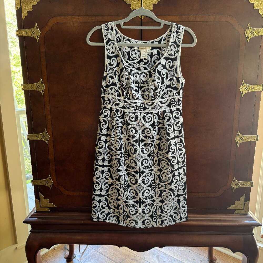 Max Studio Specialty Products Embroidered Sleeveless Dress SZ S Old Money